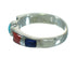 Genuine Sterling Silver Southwestern Multicolor Inlay Ring Size 7-3/4 QX70694